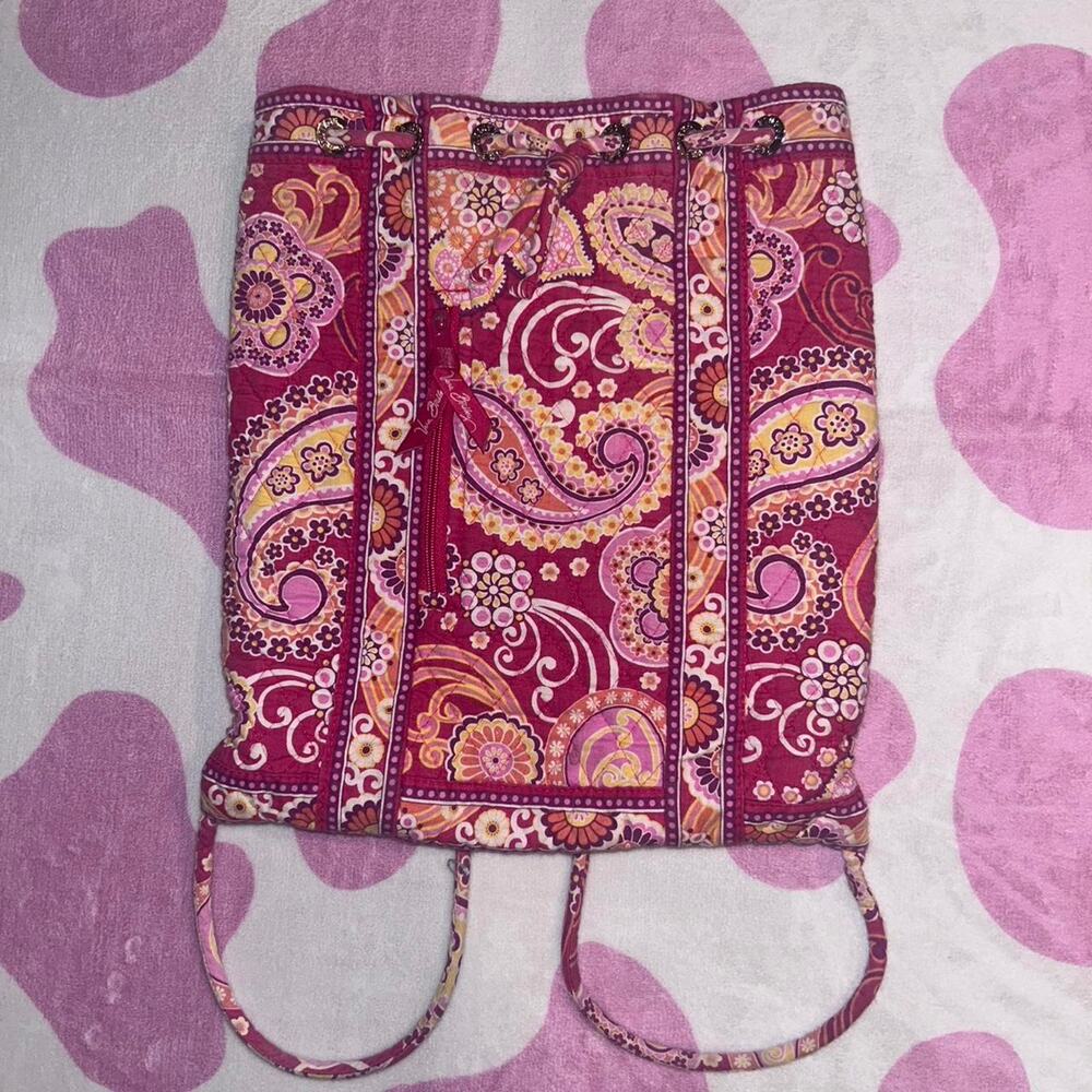 Vera Bradley Pink and yellow Paisley drawstring backpack